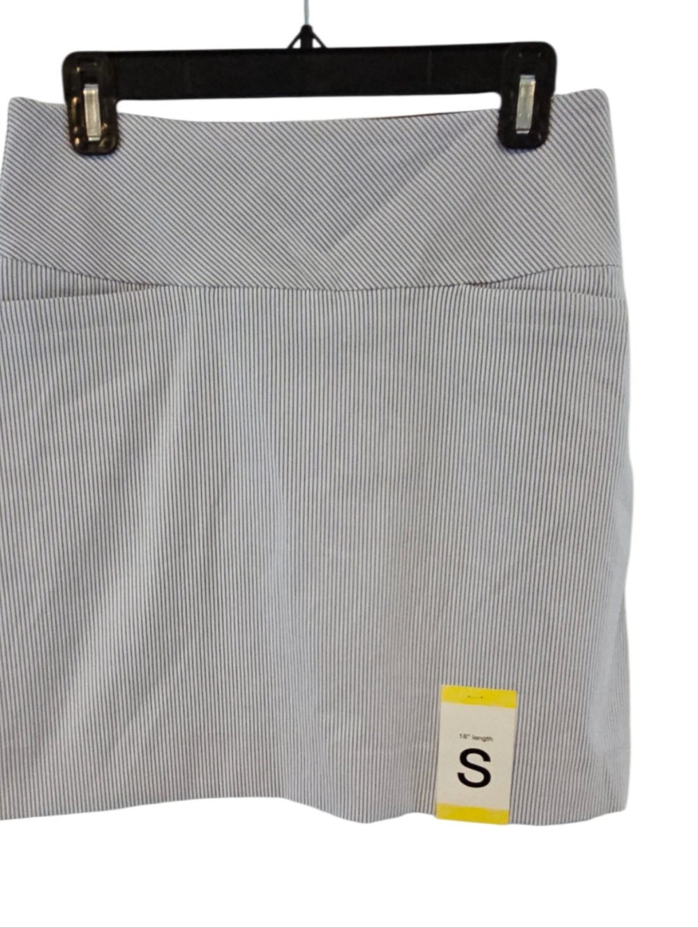 S.C. & Co. Size S Blue White Striped Seersucker Skort 360° Tummy Control